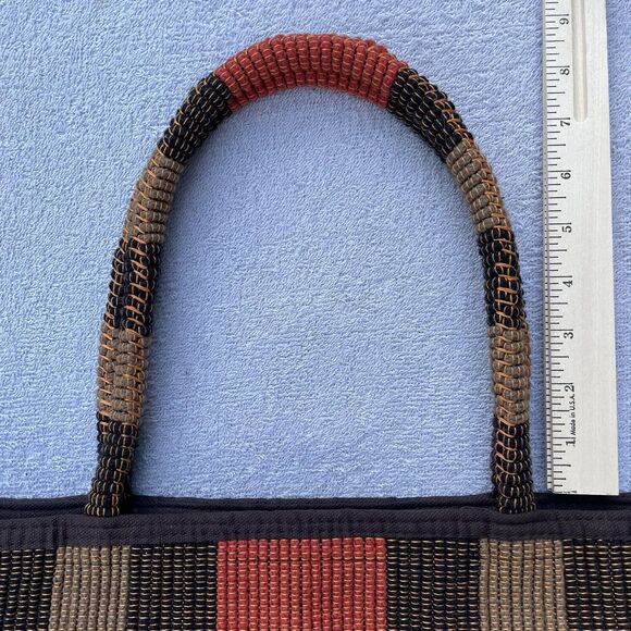 Unique Shoulder Bag Women's Brown Tan Orange Hand Bag 19" x 10" x 2.5" New - Picture 11 of 13
